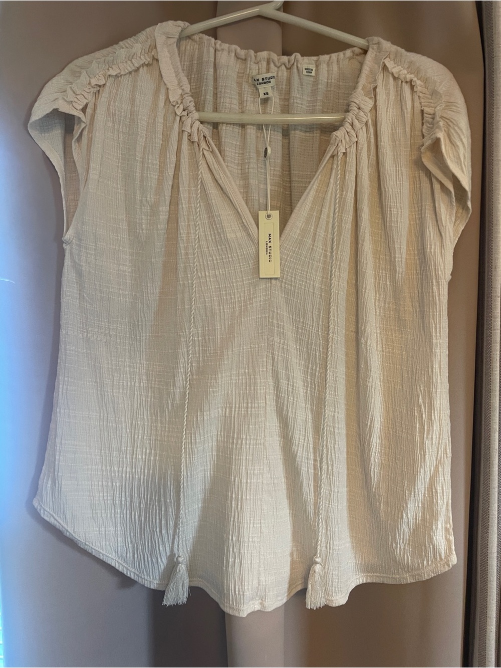 Max Studio Eggshell Peasant Blouse - XS